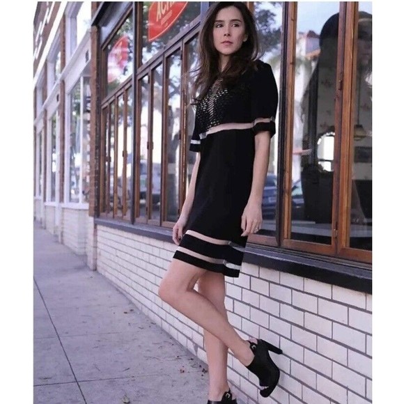 Alexander Wang X H&M NWOT Perforated Sheer Mesh Panel Black Dress S Italy Made - Picture 4 of 16